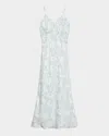 Theory Slip Dress In Floral Satin Georgette In Neutral