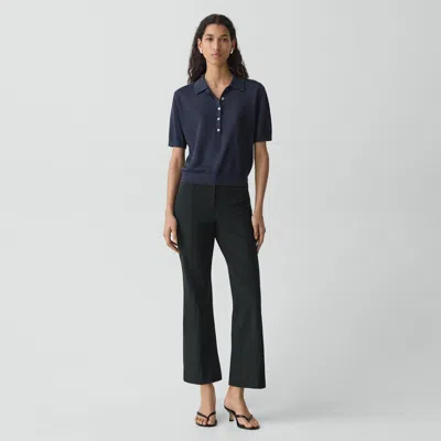 Theory Seamed Kick Pant In Stretch Cotton-blend In Blue
