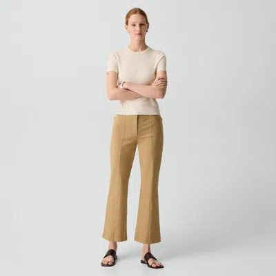 Theory Seamed Kick Pant In Stretch Cotton-blend In Gold