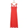 Theory Seamed Linen Blend Maxi Dress In Poppy