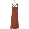 Theory Seamed Linen Blend Maxi Dress In Terracotta