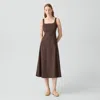 Theory Seamed Square Neck Dress In Good Linen In Brown