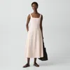 Theory Seamed Square Neck Dress In Good Linen In Pink