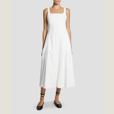 Theory Seamed Square Neck Dress In Good Linen In White