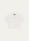 Theory Short Sleeve Crop Jacket In Wht