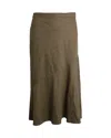 Theory Semi Flared Midi Skirt In Olive Wool In Brown