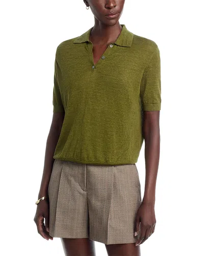 Theory Semi Sheer Polo Top In Green