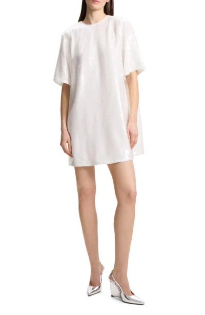 Theory Sequin Embellished T-shirt Dress In White