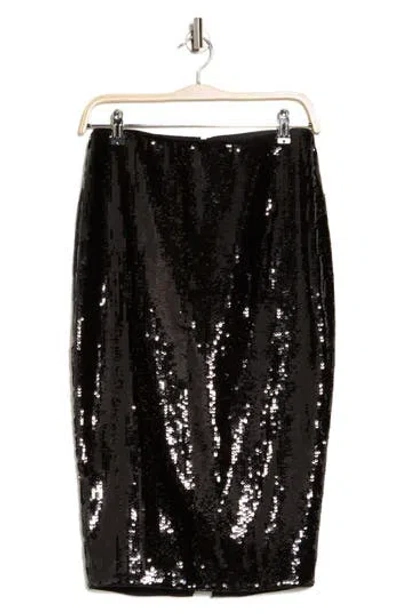 Theory Sequin High-slit Midi Pencil Skirt In Black