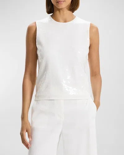 Theory Sequin Sleeveless Shell Top In White