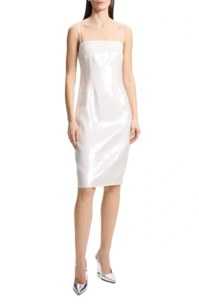 Theory Sequin Sleeveless Slipdress In White