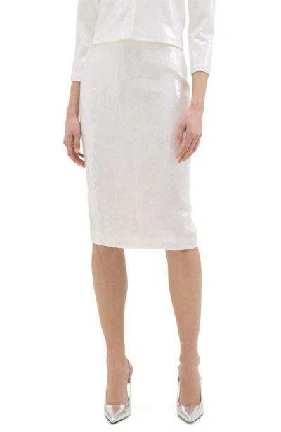 Theory Sequin Slim Fit Pencil Skirt In White