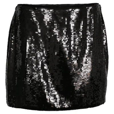 Theory Sequined Mini Skirt In Black Polyester