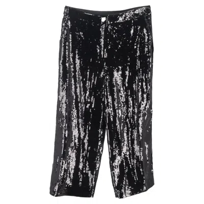 Theory Sequined Straight-leg Trousers In Black Polyester