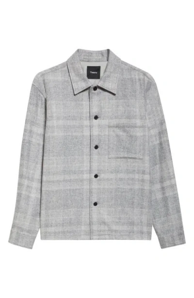 Theory Shaded Plaid Shirt Jacket In Gray