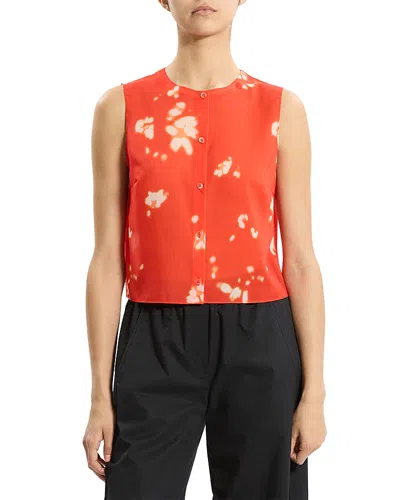 Theory Shadow Print Top In Orange