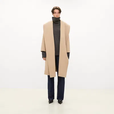 Theory Shawl Collar Coat In Double-face Wool-cashmere In Palomino