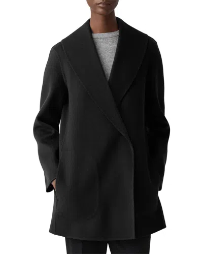 Theory Shawl Wool & Cashmere-blend Coat In Black