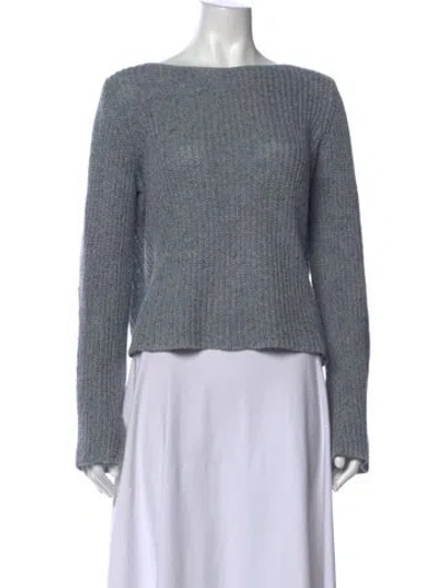 Pre-owned Theory Shearling Bateau Neckline Sweater In Blue