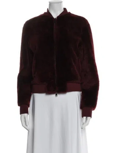 Pre-owned Theory Shearling Faux Fur Jacket In Red