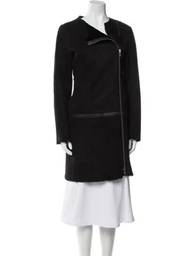 Pre-owned Theory Shearling Fur Coat In Black