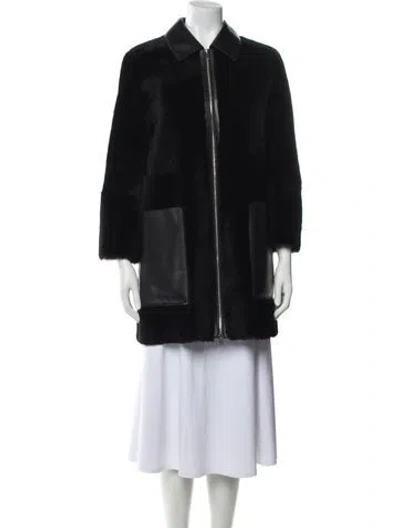 Pre-owned Theory Shearling Fur Coat In Black
