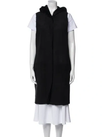 Pre-owned Theory Shearling Fur Coat In Black