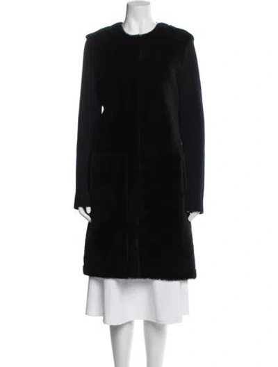 Pre-owned Theory Shearling Fur Coat In Black