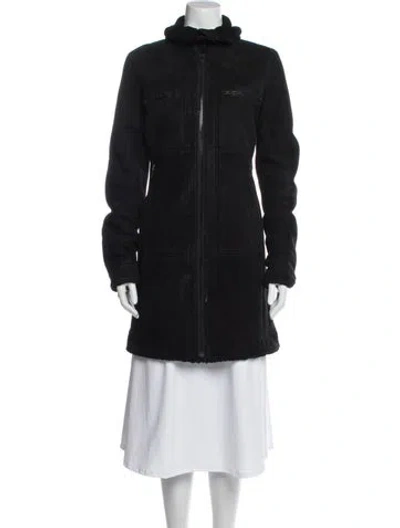 Pre-owned Theory Shearling Fur Coat In Black
