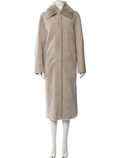Pre-owned Theory Shearling Fur Coat In Neutral