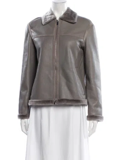 Pre-owned Theory Shearling Fur Jacket W/ Tags In Gray
