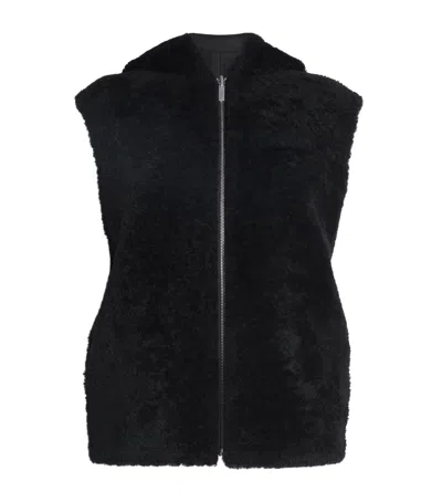 Theory Shearling Hooded Gilet In Black