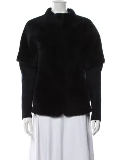Pre-owned Theory Shearling Jacket In Black