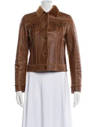 Pre-owned Theory Shearling Jacket In Brown