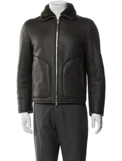 Pre-owned Theory Shearling Jacket In Green