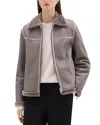Theory Shearling Jacket In Iron Grey