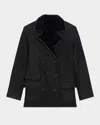 Theory Shearling Peacoat Blazer In Black