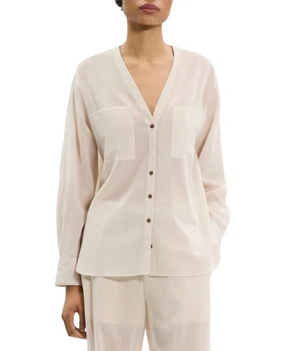 Theory Sheer Lightweight Wool Shirt In White