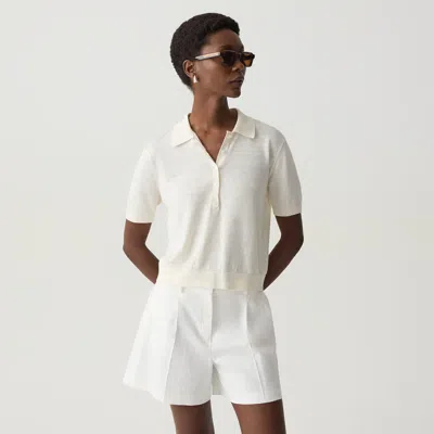 Theory Sheer Polo Shirt In Linen Knit In Brown