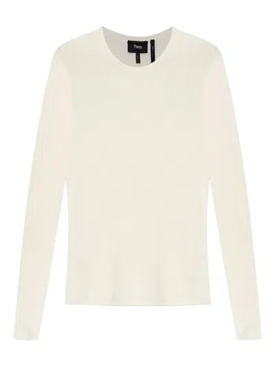 Theory Sheer Rib Ls S.neo S Clothing In Neutral