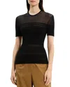 Theory Textured Ribbed T-shirt With Stretch Blend In Black