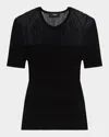 Theory Textured Ribbed T-shirt With Stretch Blend