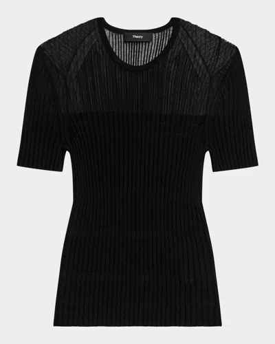 Theory Sheer Stripe Crewneck Tee