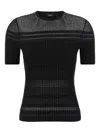 Theory Textured Ribbed T-shirt With Stretch Blend In Black