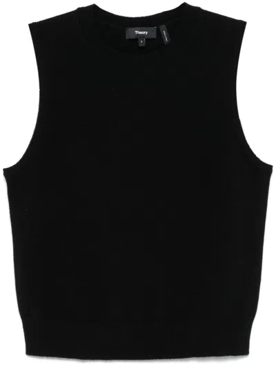 Theory Regal Merino Wool Crewneck Shell Top In Black