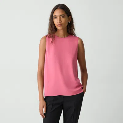 Theory Shell Top In Silk Georgette In Bright Pink