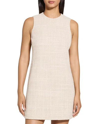 Theory Sleeveless Tweed Shift Dress In Neutral