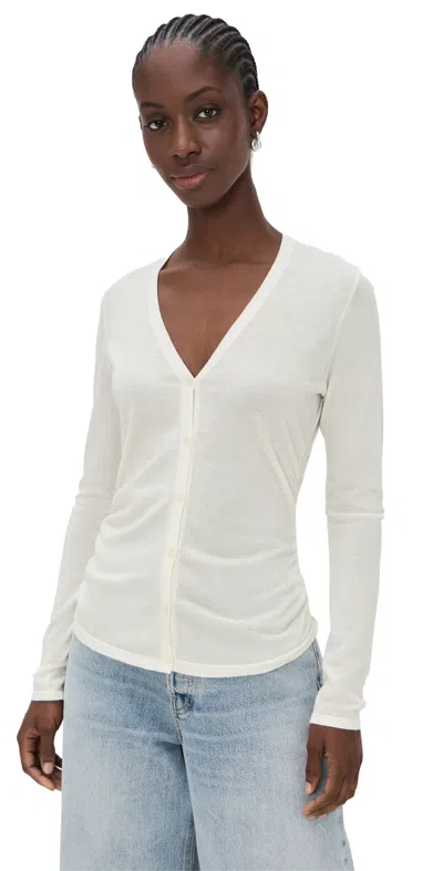 Theory Shirred Cardigan New Ivory In Multi
