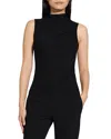 Theory Mock Neck Wool-blend Shell In Black