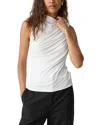 THEORY SHIRRED MOCK NECK TOP